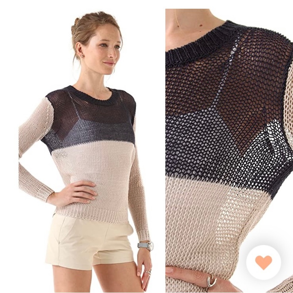 Theory Two-Tone Open Knit Crew